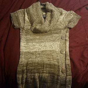 A short-sleeved sweater dress